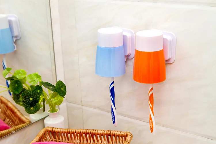 In-Adhesive Bayonet Toothbrush Holder Toothbrush Cup Water Draining Toothbrush Cup Wall Hangers Cups 100G