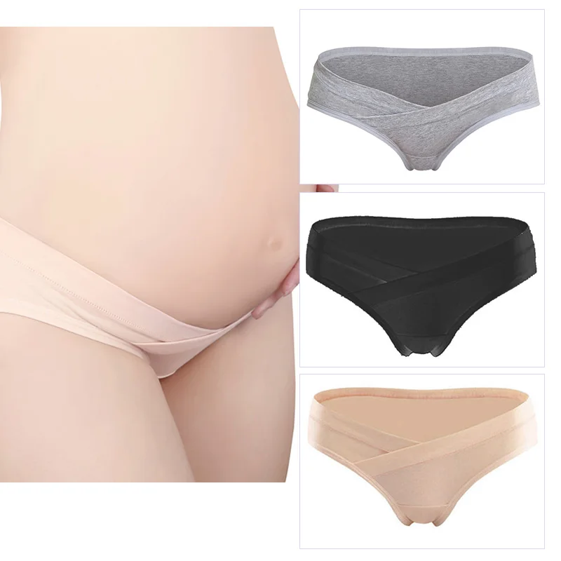 Pure Cotton Sexy Maternity Panties Low Waist V Briefs For Pregnant