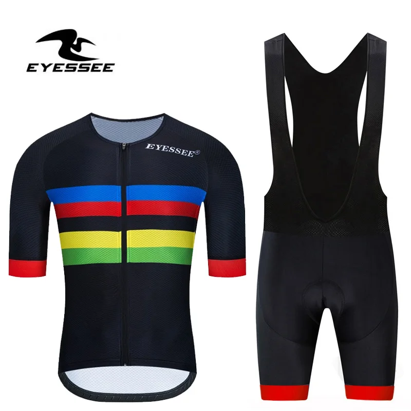 

EYESSEE 2020 top quality Team Summer Cycling Jersey set Men Short Sleeve High Density 9D Pad Bicycle MTB Bike Clothing