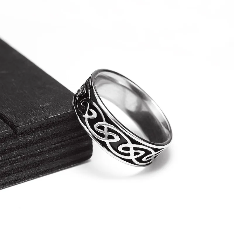 

oulai777 men ring silver striped stainless steel black letter Wholesale Christmas gifts for male accessories jewelry simple 2019