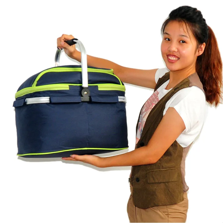 Outdoor Folding Picnic Bag Portable Large Camping Food Storage Basket Portable Insulation Meal Bag Camping Hiking Picnic Bag O
