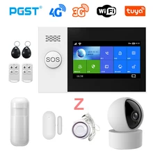 PGST – système d'alarme de sécurité domestique sans fil, wi fi, GSM, 4G, Tuya, avec détecteur de mouvement, capteur anti cambriolage, compatible avec Alexa et Google, PG 107 