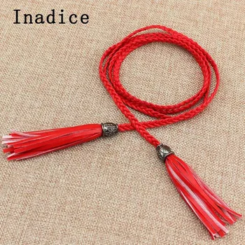 

Inadice Women's Belt Fashion Braided Slim Belts Exquisite Waist Chain Dress Accessories Tassel Belt