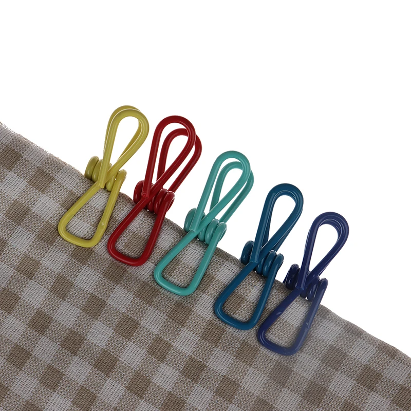 10Pcs Multi-function Type Clips Excellent Stainless Steel Clothes Clips Small Metal Clips For Hanger Random Color Hot!