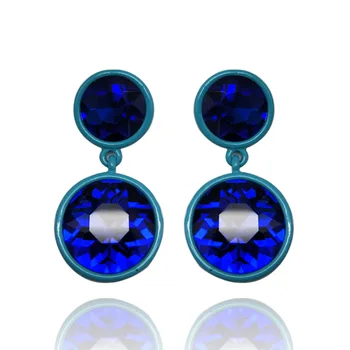 

2020 7 Colors Bohemian Style Round Crystal Earring Spray Alloy Rhinestones Earrings Big Glass Enamel Tile Ladies Earring Jewelry