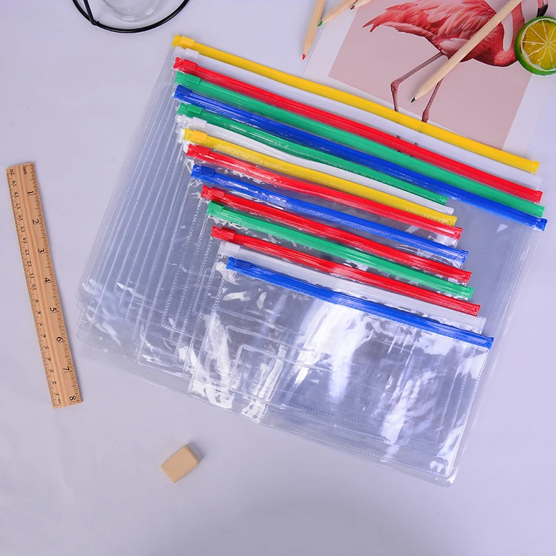 1Pc Portable Clear A6/A5/A4 Paper File Folder Book Pencil Pen Case Bag Pouch Plastic School Office Supplies Pencil Bag