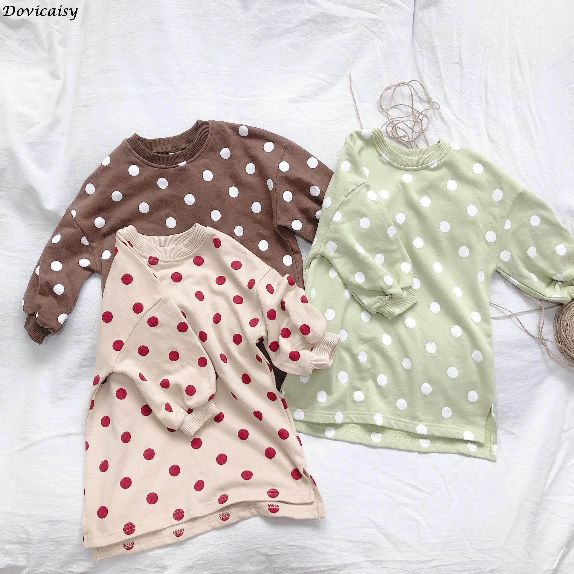 Платье для малышей одежда принцессы для девочек вязаное платье с длинными рукавами костюм в горошек для дня рождения для детей от 0 до 6 лет осенняя одежда для малышей, vestidos