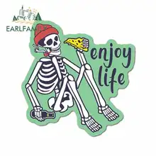 EARLFAMILY 13cm x 13cm for Skeleton Enjoy Life Funny Car Stickers Vinyl JDM Bumper Trunk Truck Graphics Waterproof VAN Anime