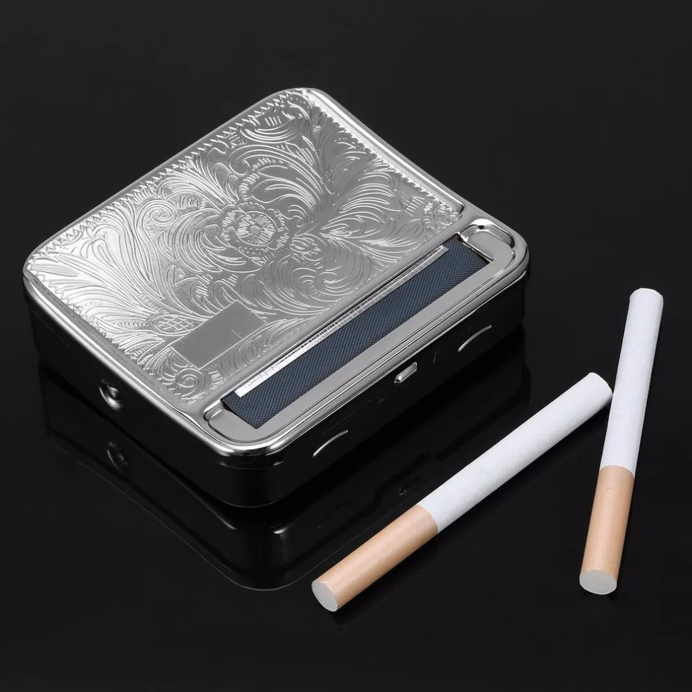 NEW Creative Design 88*79*22mm Metal Automatic Cigarette Tobacco weed Smoking Smoke Roller Rolling Machine Box Case Tin