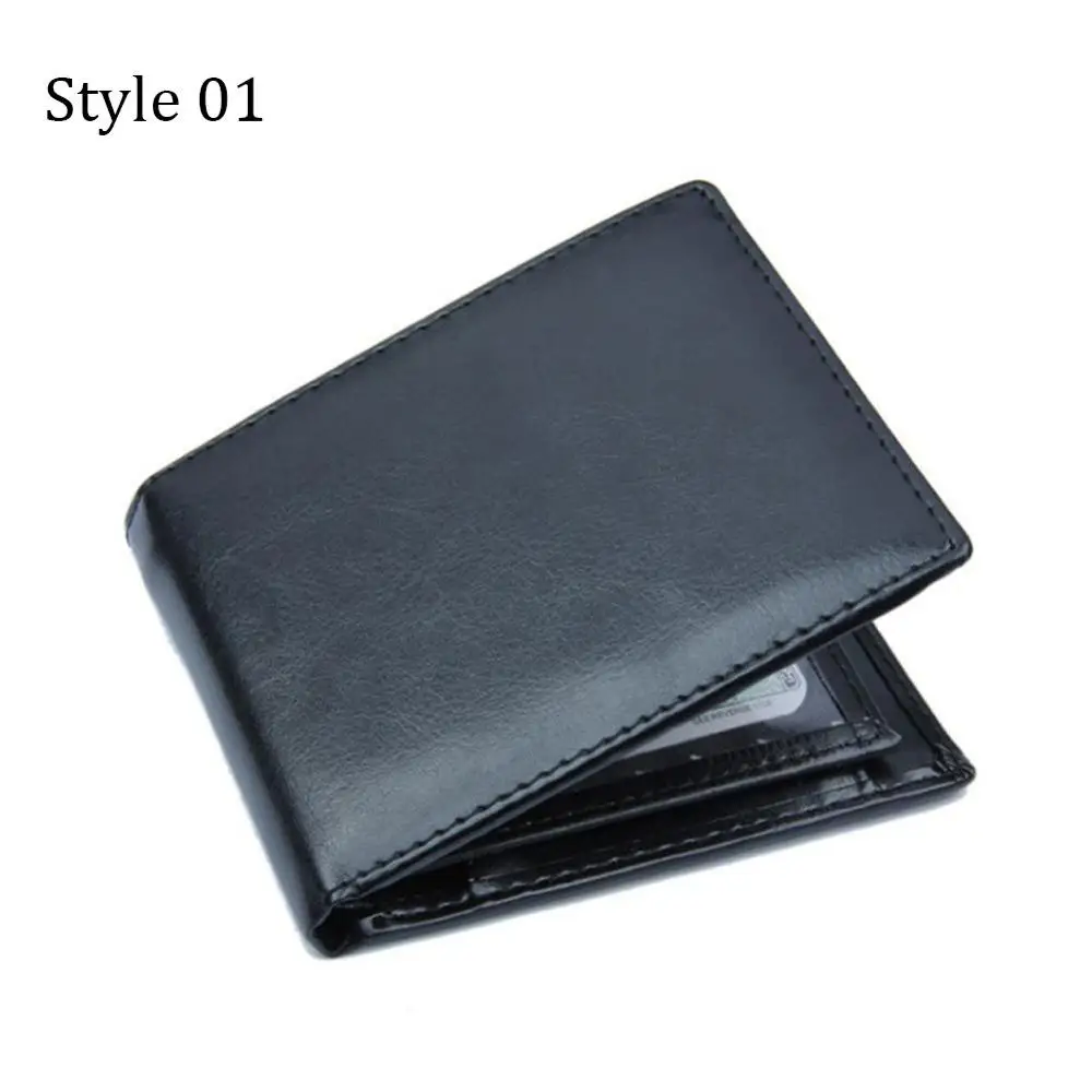 New Genuine Leather Men Wallets Mini Zipper Coin Purse Leather Credit ID Card Holder Money Bag Male Thin Small Black Wallet - Цвет: Style 01 Black