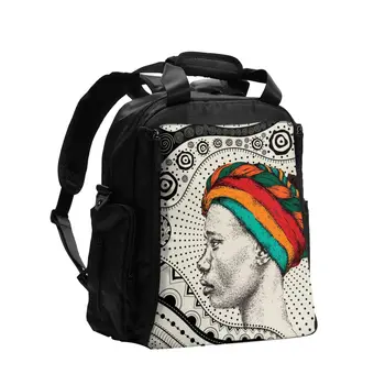 

Beautiful African Woman Turban Ethno Tribal Pattern Baby Nursing Bag Diaper Bag Large Capacity Travel Nappy Backpack