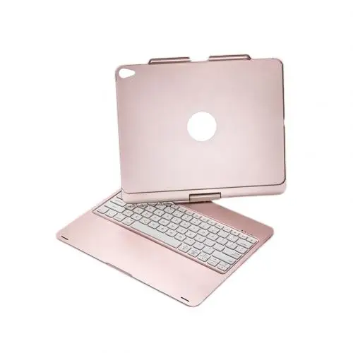 Rose Gold 360 градусов вращения беспроводной Bluetooth клавиатура чехол для iPad Pro 11 дюймов с красочной светодиодный подсветкой - Цвет: Rose Gold