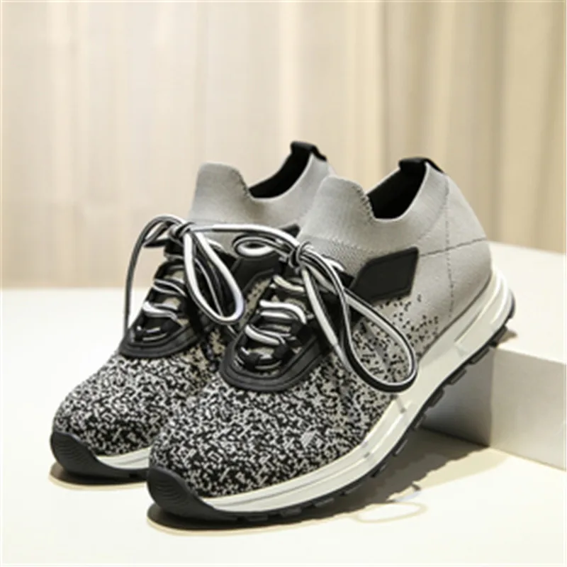 Носки; женские кроссовки; zapatos mujer; женская обувь из сетчатого материала; смешанные цвета; chaussures femme; повседневная обувь на плоской подошве; zapatillas mujer; обувь на шнуровке - Цвет: AS SHOW