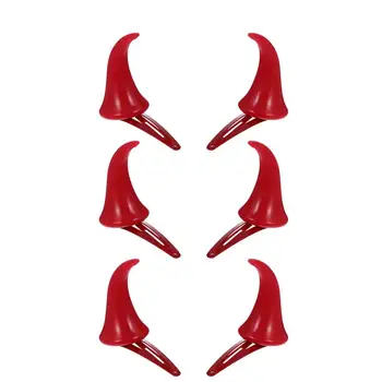 

3 Pairs Halloween Hair Clips Stylish Trendy Red Kids Children Headwear Party Hair Accessories Horn Hairpins for Kids Girls Women