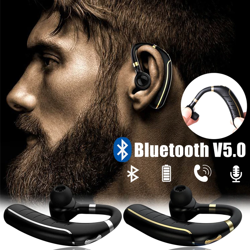 Kowkaka Bluetooth 5 0 Wireless Earphones Stereo Ear Hook Sports Headphones Business Driving Handsfree With Mic for iphone Xiaomi