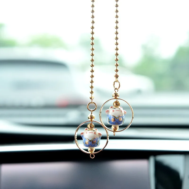 Подвеска для автомобиля Lucky Cat, милое модное зеркало заднего вида для автомобиля, безопасная подвеска, подвесное украшение для автомобиля, украшения, аксессуары