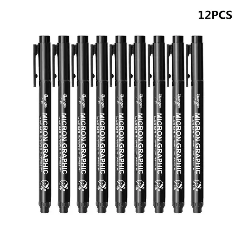 

12pcs/set Drawing Hook Line Pen Student Stationery Signature Pen Set Sketch Cartoon Comics Anime File Signature Pen Stationery