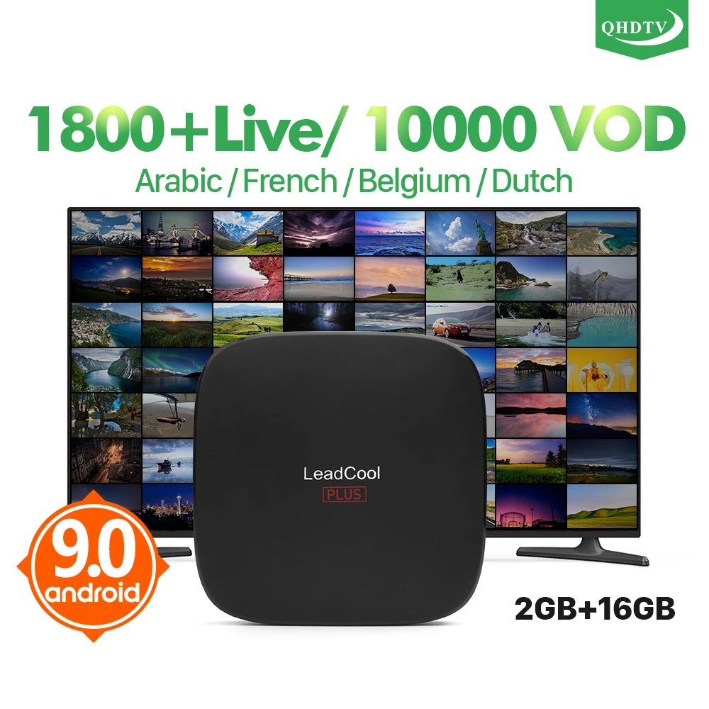 Leadcool Plus QHD tv IP tv Франция арабский Бельгия Android 9,0 коробка IP tv подписка Италия Франция Испания Германия Нидерланды IP tv