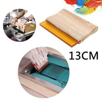 

75A Sharp/Flat Head Silk Screen Printing Squeegee Ink Scraper Scratch Board Tools Squeegee Rubber With Wooden Handle 13cm