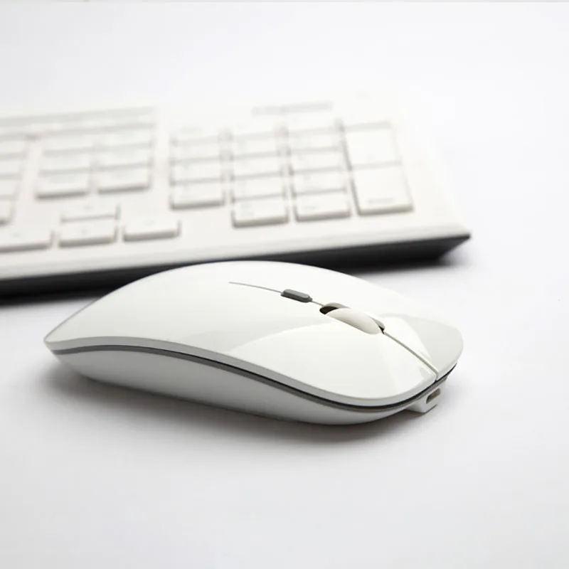 Бесшумная беспроводная мышь, портативная эргономичная мышь 2,4 ГГц, USB оптическая мышь для ноутбука, компьютера, геймера, ночного компьютера - Цвет: Белый