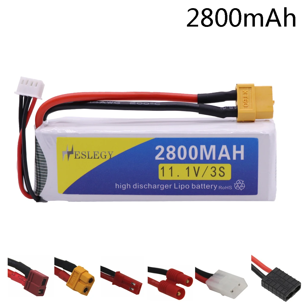 Обновленный 11 1 В 2800 мАч Lipo Batterry 40C XT60/BANANA/T разъем для радиоуправляемого