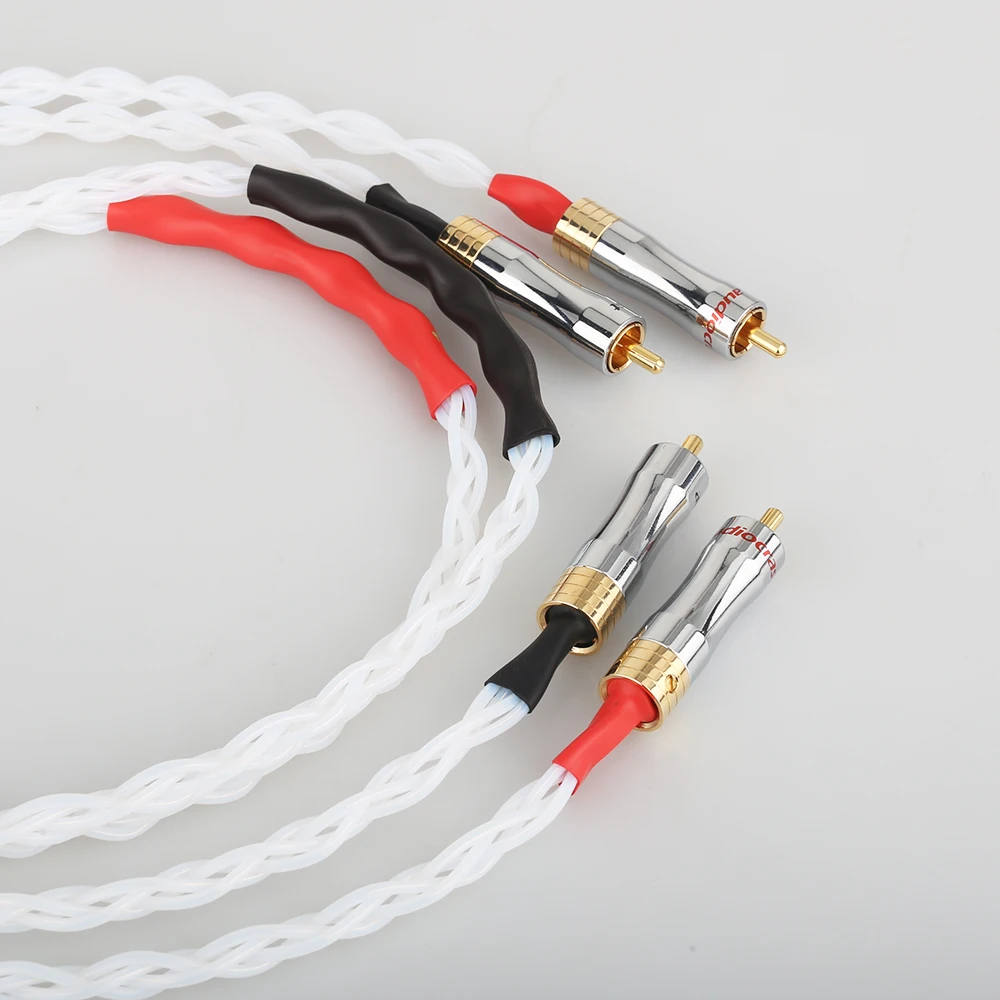 Аудио кабель Audiocrast A082 золотистый RCA 100% чистый серебристый Соединительный аудио