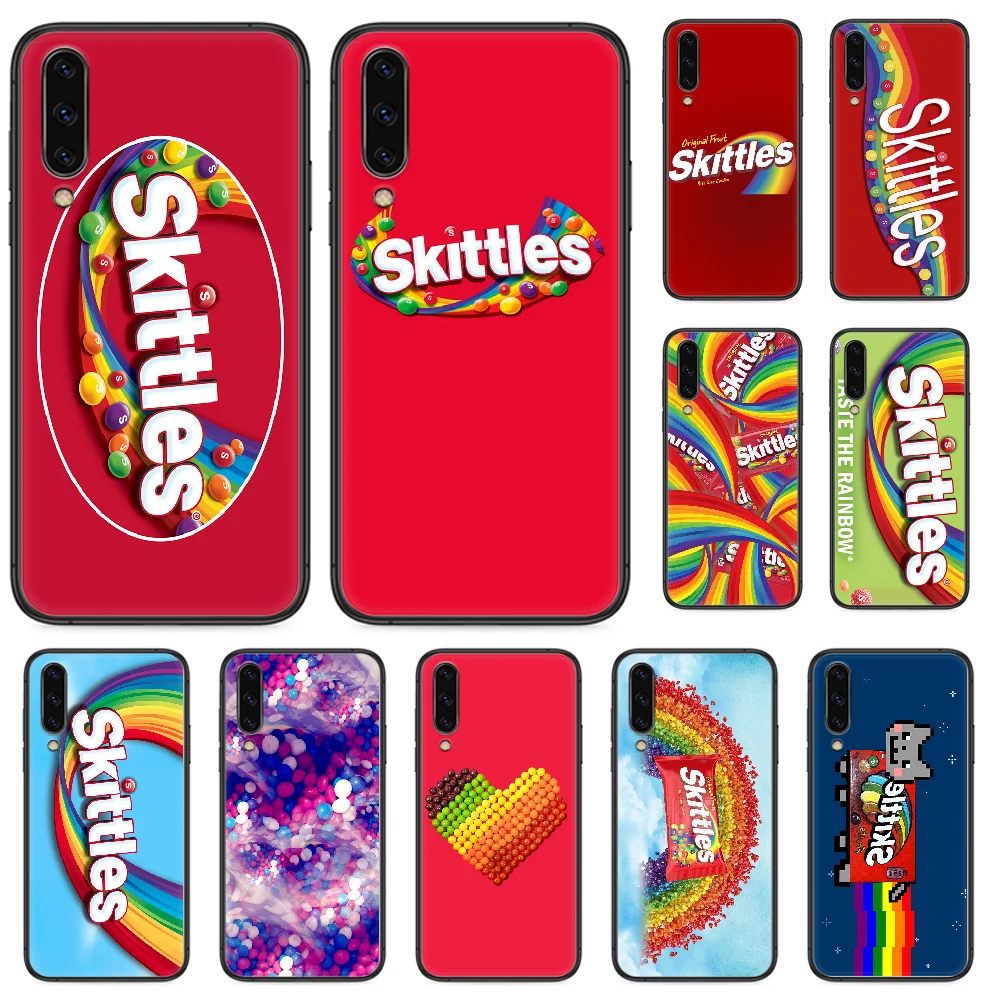 Skittles Sweet Sour Fruit Candies Phone case For Samsung Galaxy A 5 10 20 3 30 40 50 51 7 70 71 E S 4G 16 17 18 black funda art | Мобильные