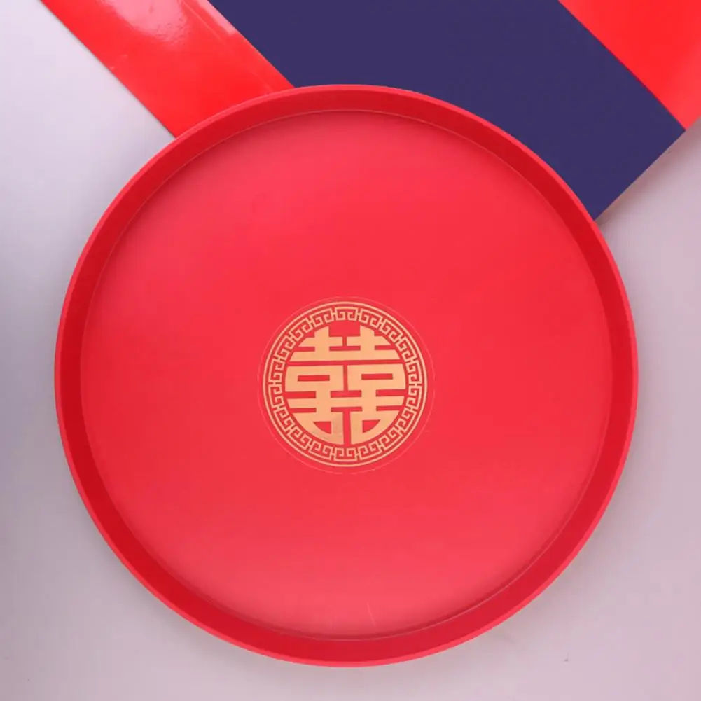 Hot Chinese Red Wooden Tray Oblong Round Toast Xi Tray Hotel Wedding Wedding Tea Festive Display Ceremony