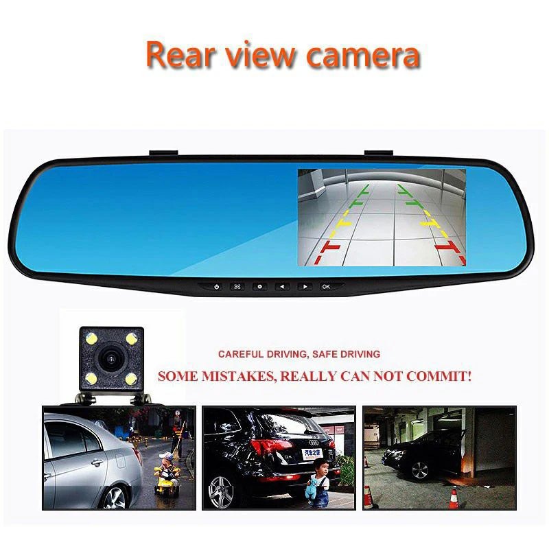  DVR Dual Lens Car Camera Full HD 1080P Video Recorder Rearview Mirror With Rear view DVR Dash cam A