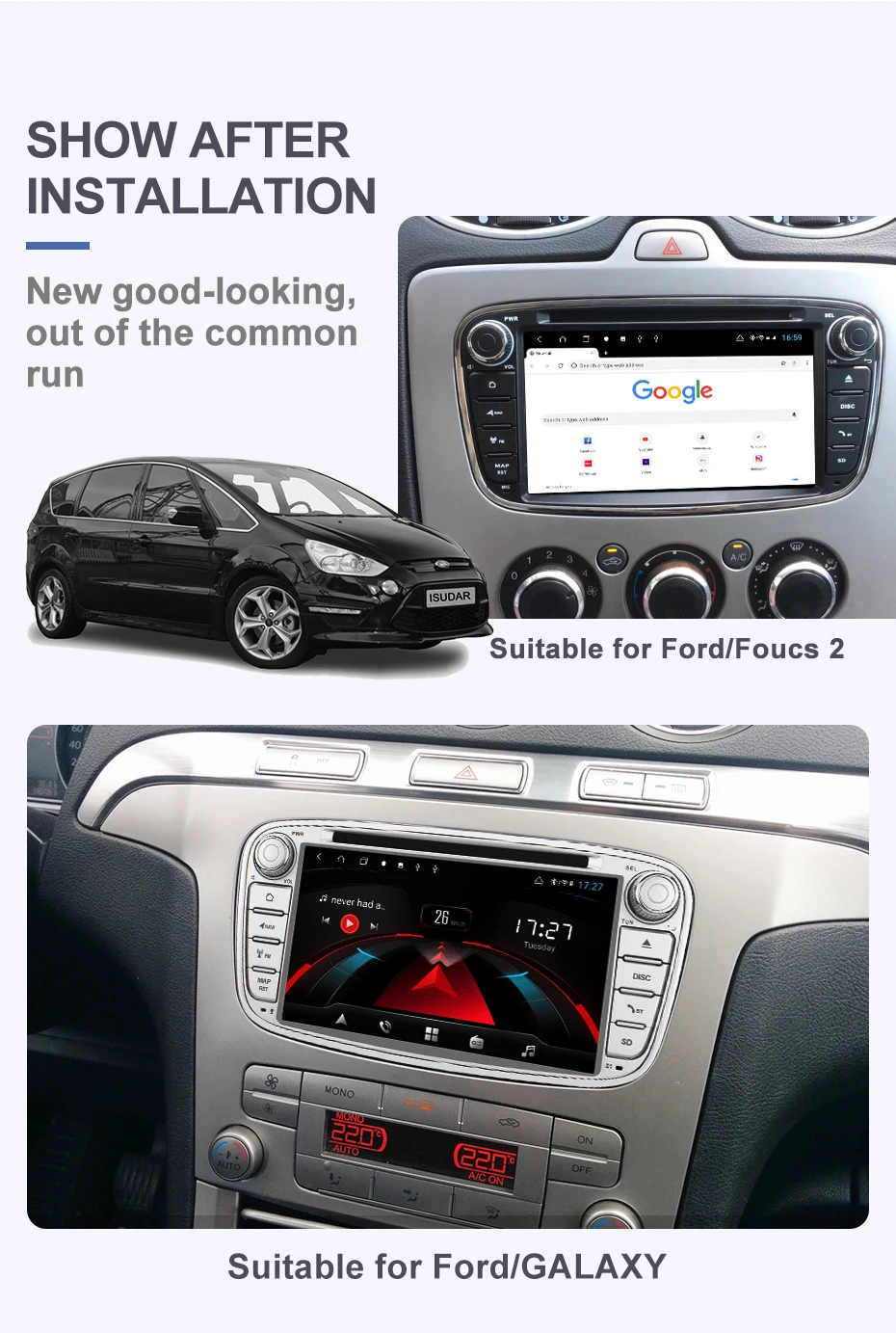 Flash Deal Isudar H53 Android 2 Din Autoradio For FORD/Focus/Mondeo/S-MAX/C-MAX/Galaxy Car Multimedia Player GPS 8 Core RAM 4G 64GB DSP DVR 2