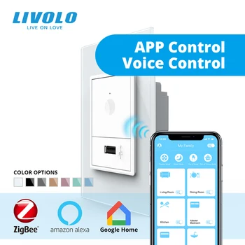 

Livolo S5 south Standard Wall Touch Switch,2ways smart wifi app wireless control,white crystal glass,plastic key,with usb plug