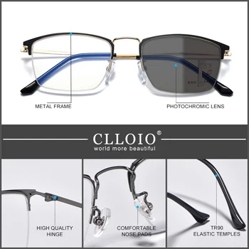 CLLOIO Titanium Alloy Photochromic Reading Glasses Men Progressive Multifocal Glasses Women Anti Blue Light Hyperopia Glasses 4