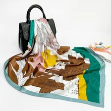 

90cm Scarf New Arrival 2021 Spring Summer and Autumn Chiffon Women Scarf Polyester Geometric Pattern Design Long Soft Silk Shawl