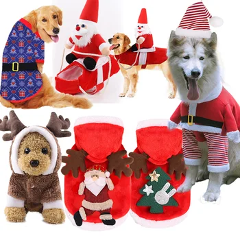

medium and large dog christmas pet goods clothes cat cotton clothes funny autumn and winter clothes old man elk snow