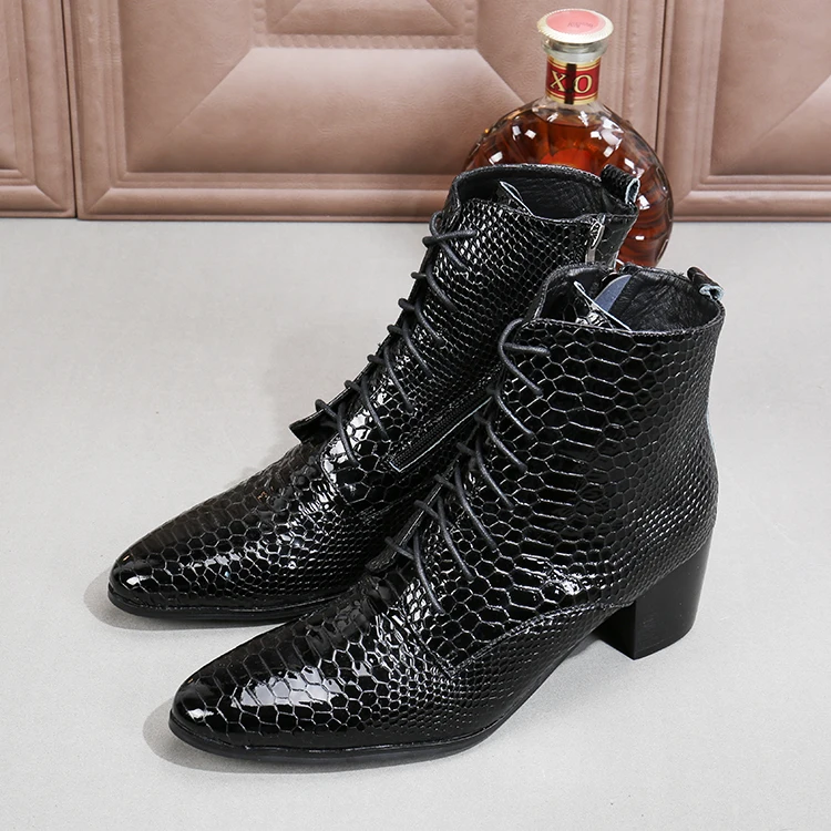 Stivali Da Uomo In Pelle Di Pitone Moda Invernale Stivaletti In Vera Pelle Da Uomo Stivali Stringati Scarpe Eleganti Da Cerimonia