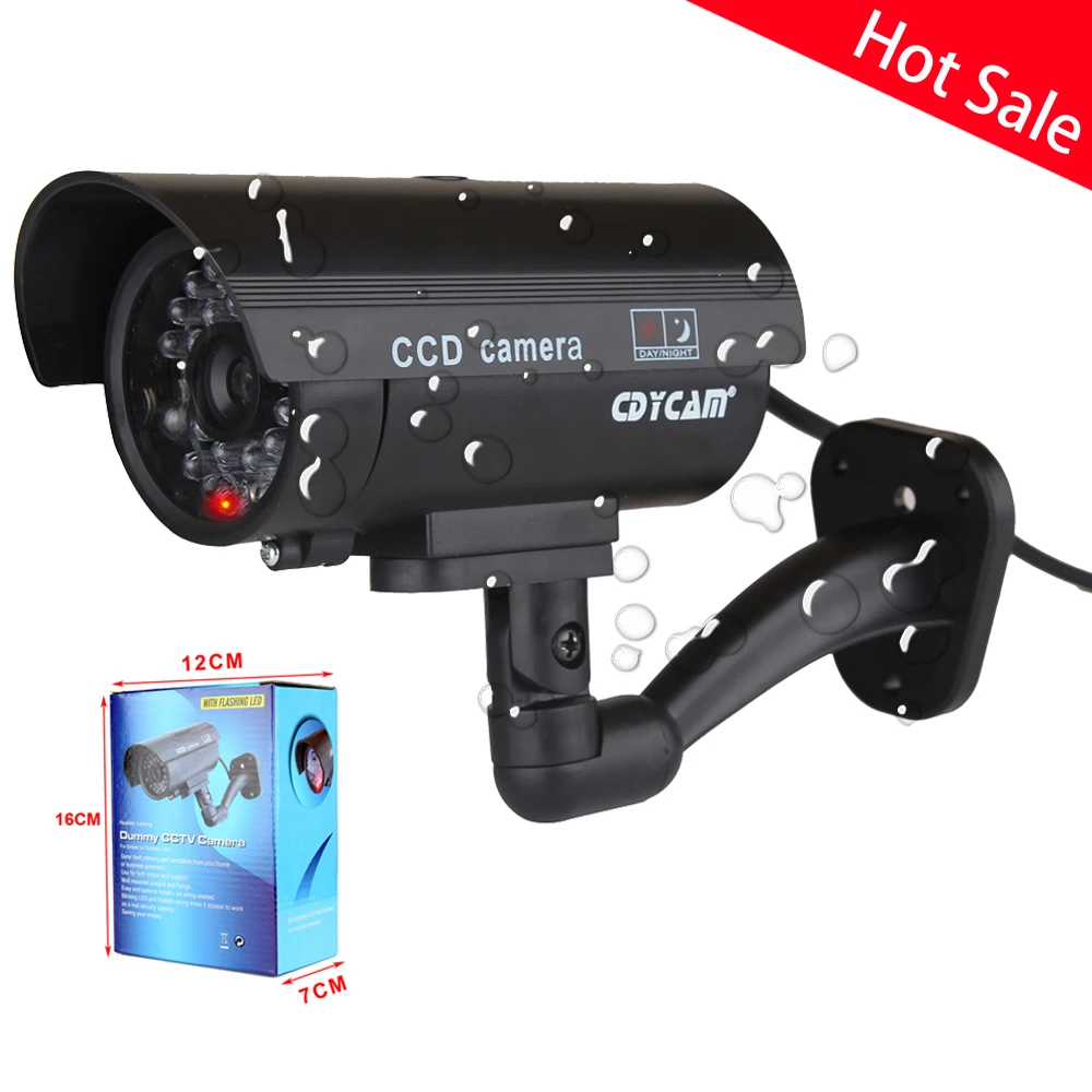 Cámara falsa impermeable para exteriores, cámara de vigilancia de seguridad interior CCTV, parpadeante, roja, LED, envío gratis