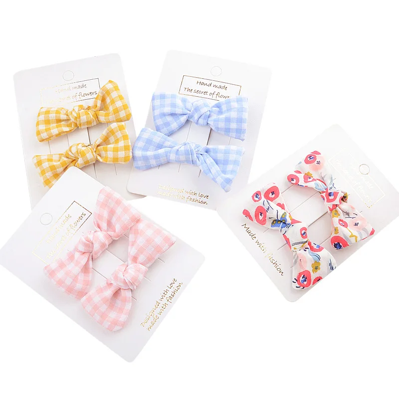 

Girl duckbill clip Korean version of the retro floral bow hairpin children's fabric print on the clip headdress
