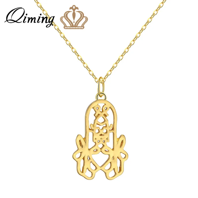 QIMING Hamsa мусульманское ожерелье для женщин и мужчин мусульманская молитва Алла
