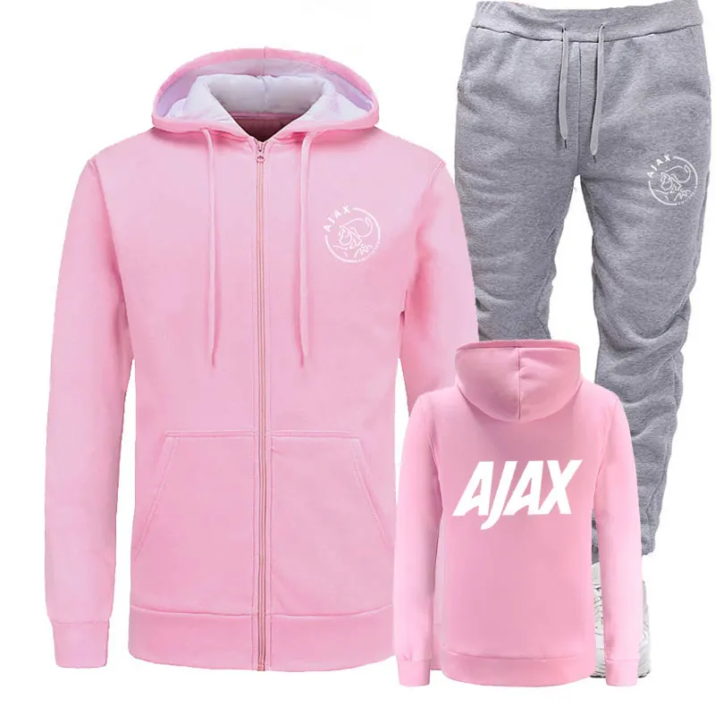 Новинка, спортивный костюм, модные AJAX мужские спортивные толстовки, комплекты из двух предметов, хлопковая флисовая плотная толстовка с капюшоном+ штаны, спортивный костюм для мужчин