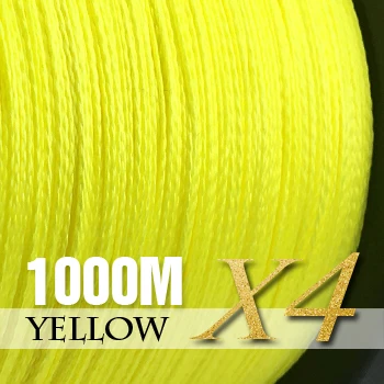 SIECHI Fishing Braid 300M 4 Strands Multifilament Fishing line Carp Fishing 12 15 20 30 38 43 52 62 83lb 1000m-Yellow
