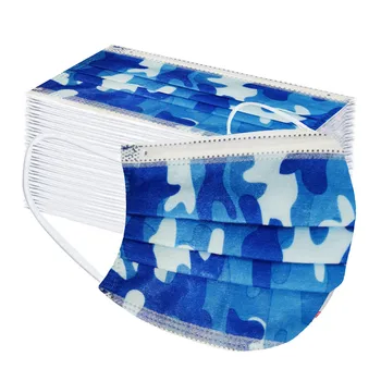 

50pc Children's Mask Blue Camouflage Facemask Disposable Masks 3ply Protective Masque Ear Loop Breathable Mascarillad Маска