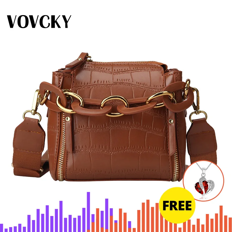 

Stone Pattern PU Leather Mini Tote Cross Body Bags For Women 2019 Luxury Brand Handbags Chain Designer Zipper Shoulder Bags