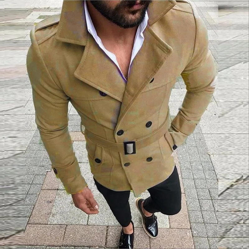 Хаки Осенняя мужская приталенная куртка Chaqueta Hombre, однотонная уличная мужская верхняя одежда, тонкое пальто с длинным рукавом, куртка Veste Homme - Цвет: Хаки