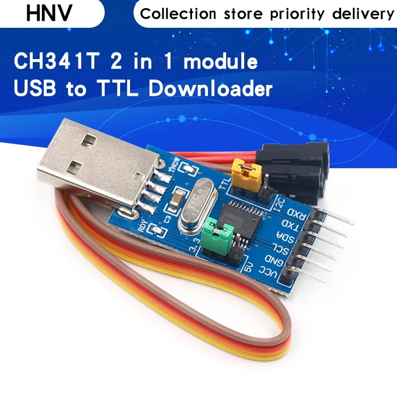 HNV CH341T 2-в-1 модуль 3 В 5 в USB для I2C IIC UART TTL одночипового последовательного порта