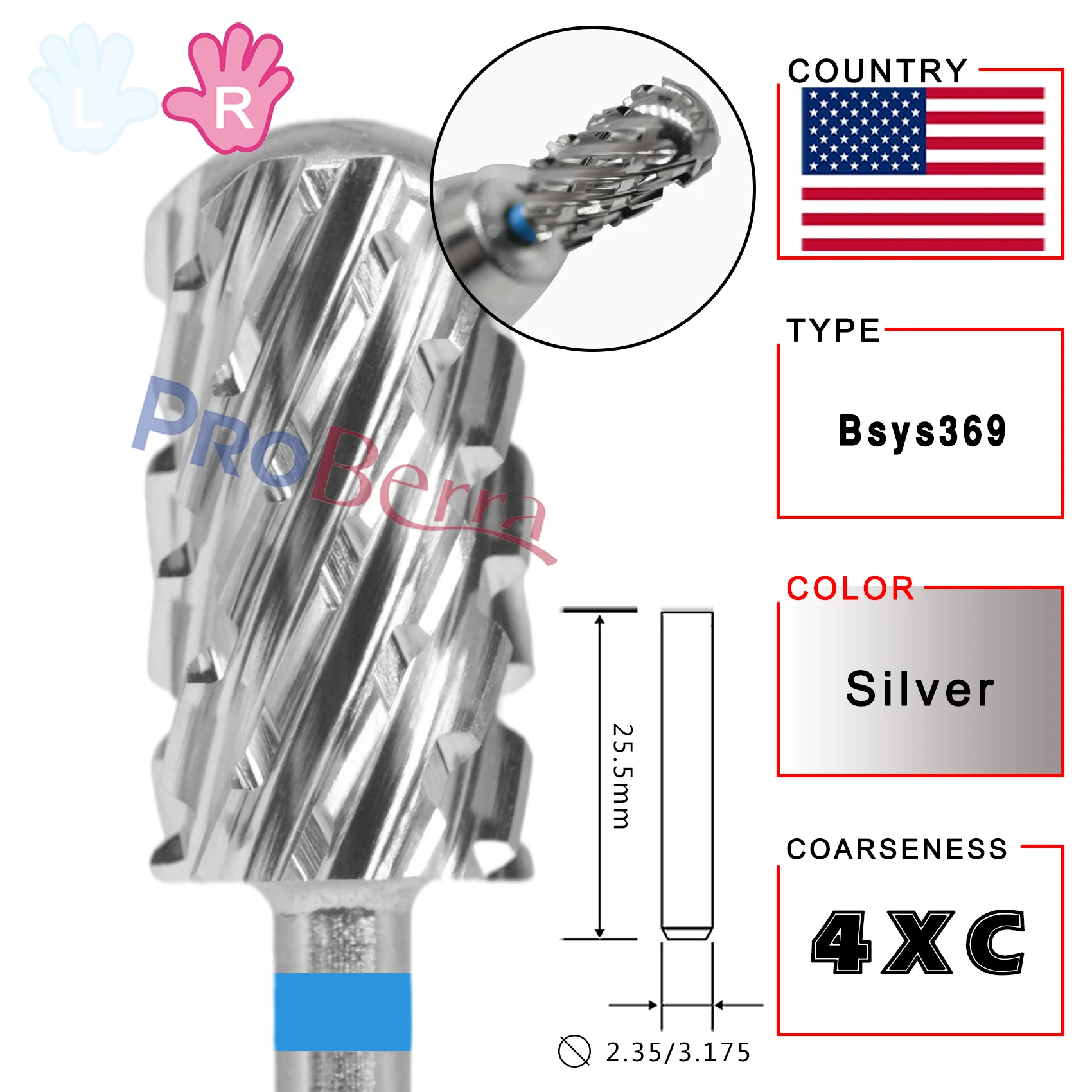 RolinStar Right Hand promotion type Carbide Tungsten barrel stable shank  Accessories Cutter pedicure nail milling drill bits 5