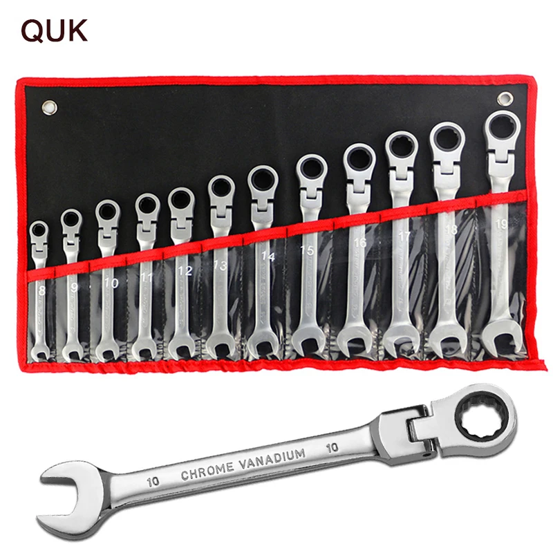 

QUK Ratchet Wrench Set Spanner Universal Adjustable Key set CR-V Multitools keys Torque Gear Socket Auto Car Repair Hand Tools