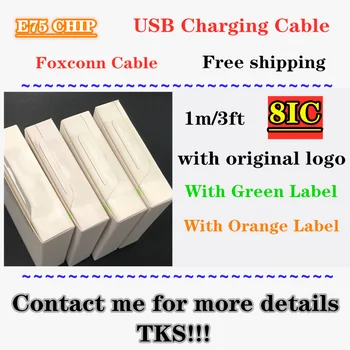 

10pcs/lot Foxconn Cable with packing Genuine Original 8IC E75 Chip 1m/3ft OD:3.0mm Data USB Charger Cable