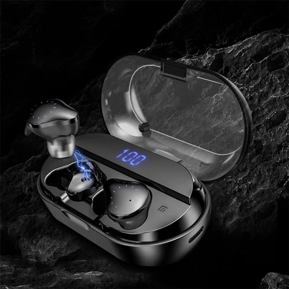 X10 наушники-вкладыши TWS Bluetooth Беспроводной наушники светодиодный Дисплей 4000 мА/ч, Водонепроницаемый наушники игра Спорт Bluetooth гарнитура Черный Удобная одежда наушники