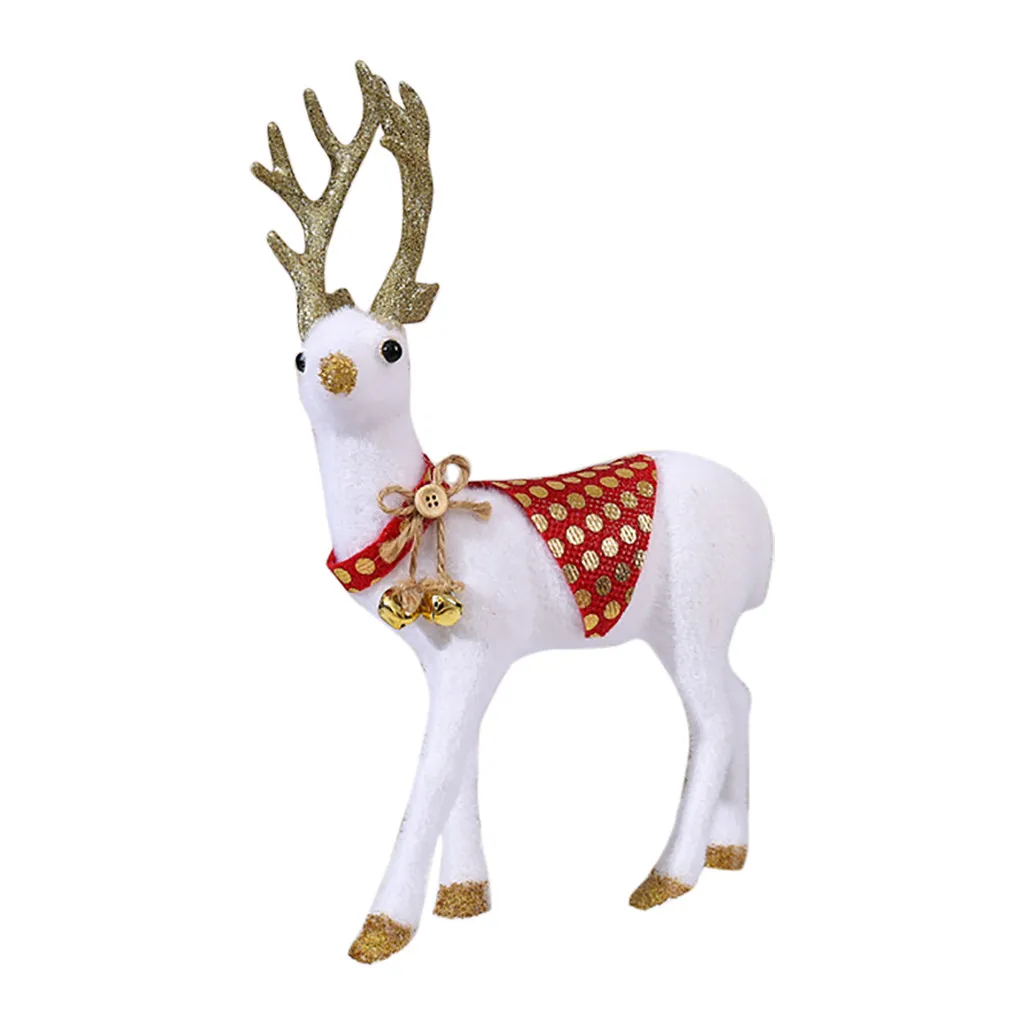 Navidad Christmas White Deer Simulation Deer Home Decoration Elk Doll Animal Model christmas decorations for home - Цвет: E
