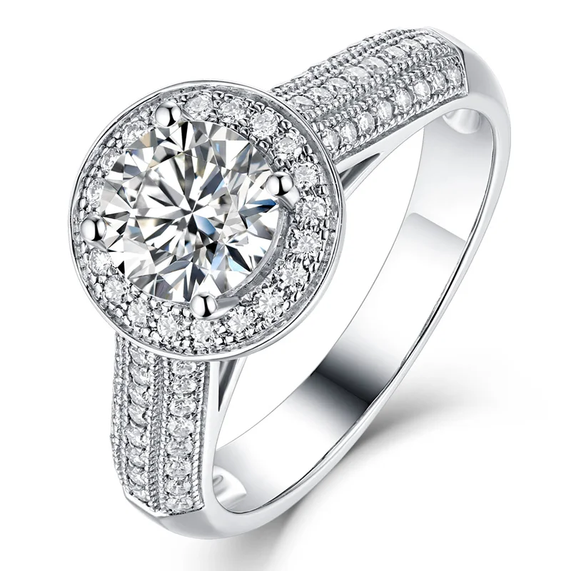 14K Золотое кольцо 1ct D Цвет VVS Moissanite кольцо обручальное кольцо с национальным сертификатом D10